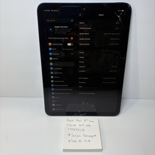 Apple ipad 10th gen256gb - ipad,